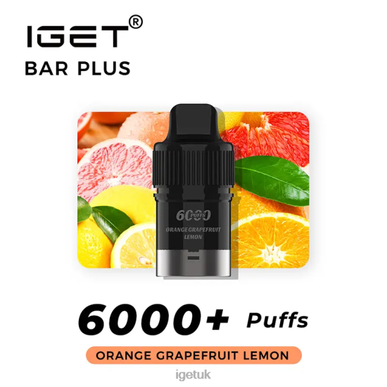 IGET Sale Nicotine Free Bar Plus Pod 6000 Puffs Orange Grapefruit Lemon R4J2L380