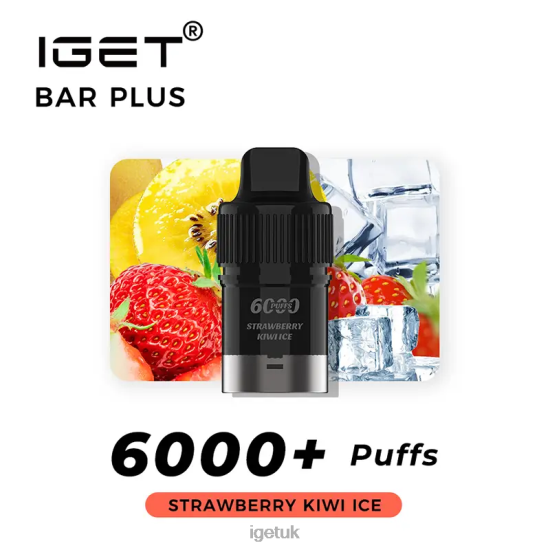 IGET Shop Nicotine Free Bar Plus Pod 6000 Puffs Strawberry Kiwi Ice R4J2L376