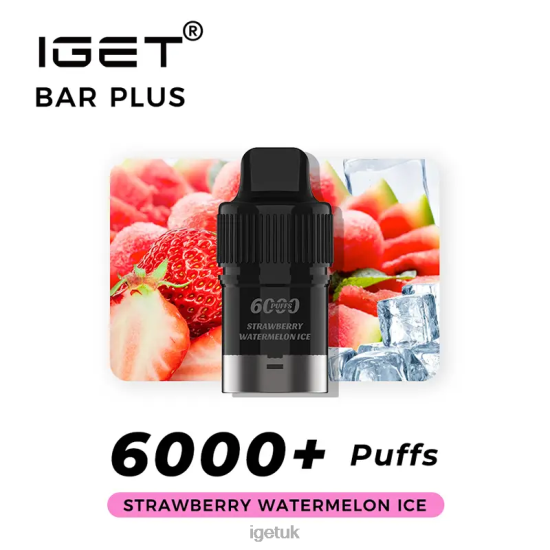 IGET Online Nicotine Free Bar Plus Pod 6000 Puffs Strawberry Watermelon Ice R4J2L377