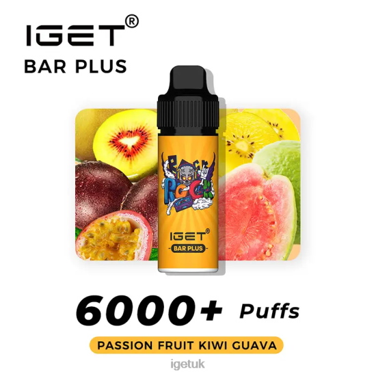 IGET Wholesale Nicotine Free Bar Plus Vape Kit Passion Fruit Kiwi Guava R4J2L375