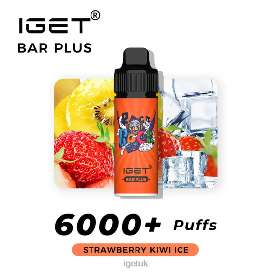 Online IGET Vapes Nicotine Free Bar Plus Vape Kit Strawberry Kiwi Ice R4J2L368