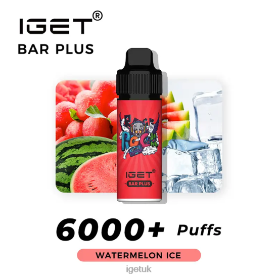 IGET Vape UK Nicotine Free Bar Plus Vape Kit Watermelon Ice R4J2L373