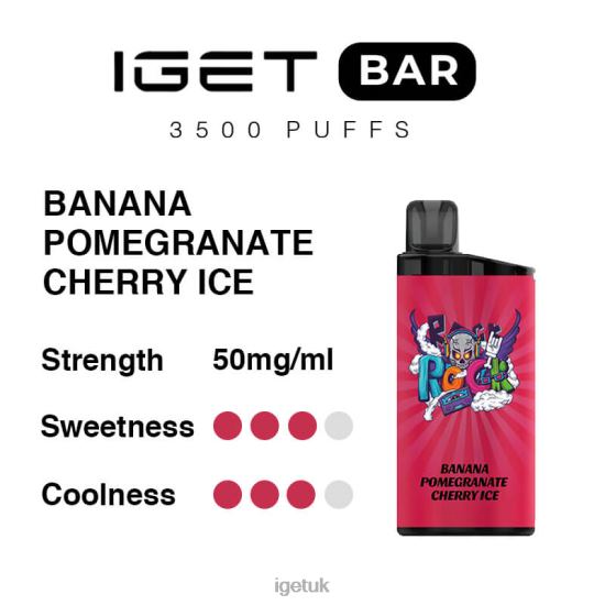 IGET Wholesale Bar 3500 Puffs Banana Pomegranate Cherry Ice R4J2L295