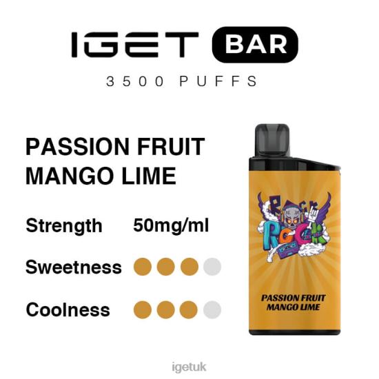 IGET UK Bar 3500 Puffs Passion Fruit Mango Lime R4J2L281