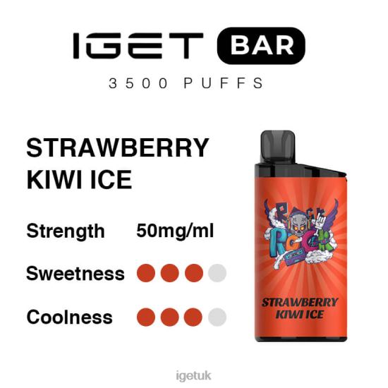 IGET Vape UK Bar 3500 Puffs Strawberry Kiwi Ice R4J2L303