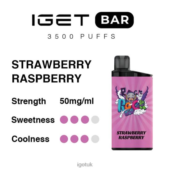 IGET Vape UK Bar 3500 Puffs Strawberry Raspberry R4J2L273