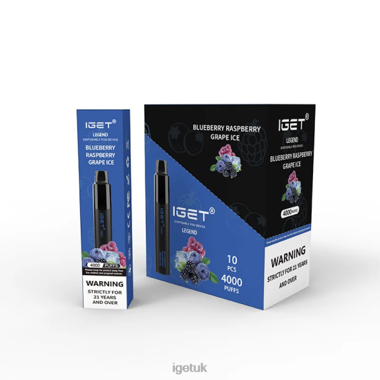 Online IGET Vapes Legend 4000 Puffs Blueberry Raspberry Grape Ice R4J2L348