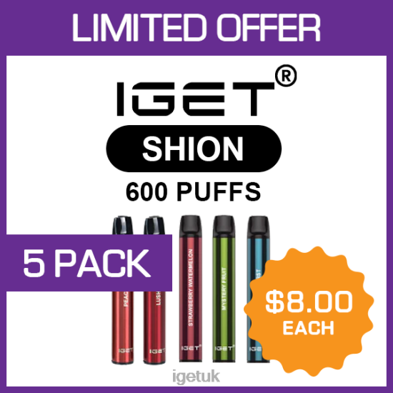 IGET Shop SHION - 600 PUFFS - 5 PACKR4J2L480