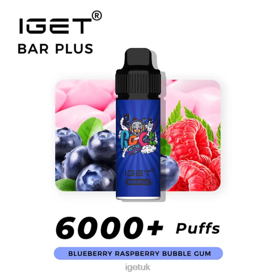 IGET Sale Bar Plus 6000 Puffs Blueberry Raspberry Bubble Gum R4J2L240