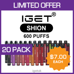 IGET Bar UK SHION - 600 PUFFS - 20 PACKR4J2L506