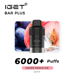 IGET Vape London Bar Plus Pod 6000 Puffs Grape Peach lce R4J2L254
