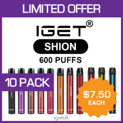 IGET Vape UK SHION - 600 PUFFS - 10 PACKR4J2L507
