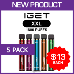Online IGET Vapes XXL - 1800 PUFFS - 5 PACKR4J2L462